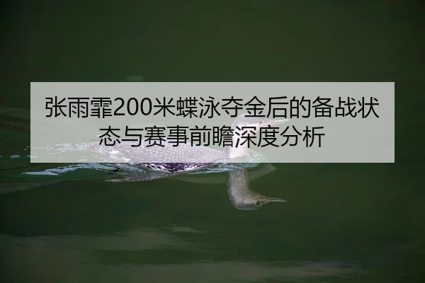张雨霏200米蝶泳夺金后的备战状态与赛事前瞻深度分析